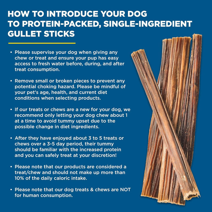 6 Inch Gullet Sticks - 25 Count (Pack of 1) - Natural, Thin, Hollow Esophagus Snack, Rawhide Alternative