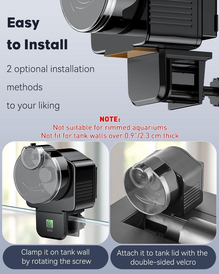 Automatic Fish Feeder for Aquarium, Auto Vacation Timer for Tank 60 Ml Adjustable Fish Food Dispenser for Pellets Strips, Battery Operated (Battery Not Included)