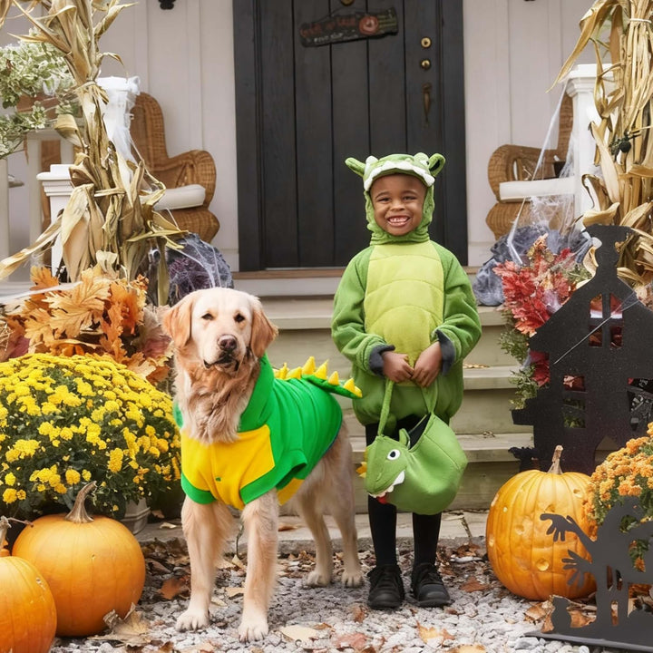 Funny Halloween Large Dog Dinosaur Costume Outfits,Dog Pajamas Hoodie Winter Warm Pet Clothes Coat for Golden Retriever Pitbull(Green, 7XL)