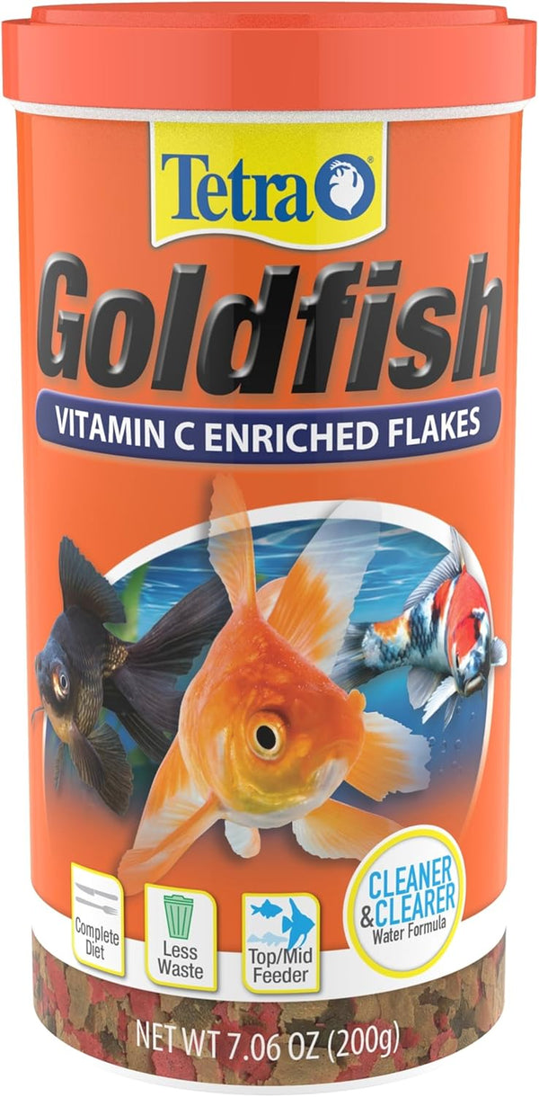 Goldfish Flakes, Nutritionally Balanced Diet for Aquarium Fish, Vitamin C Enriched Flakes, 7.06 Oz