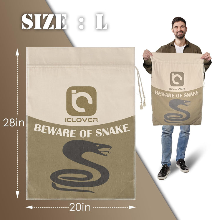 Snake Reptile Bag with Drawstring, 20 X 28 Inch Heavy Duty Large Snake Hunting Sack Pouch with Sewn Bottom Corners for Moving Transporting Capturing Hunting Catching Rattlesnakes Reptiles