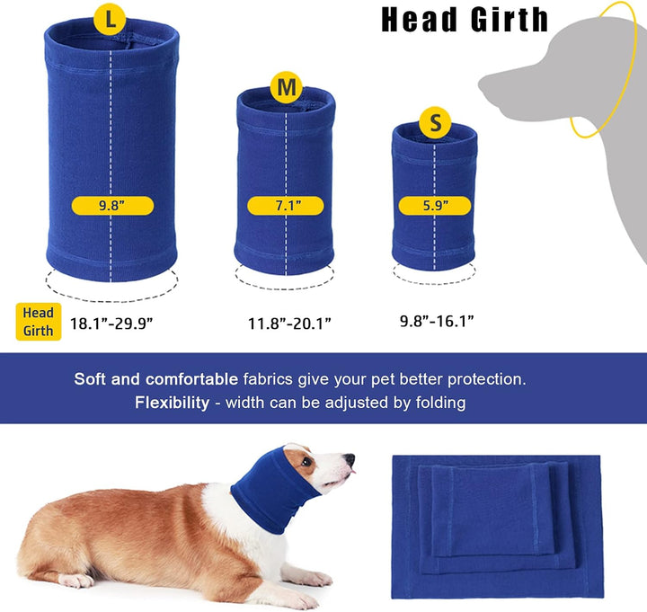 Dog Calming Hoodie Quiet Head Cover Sleeves-Ear Covers Hood for Noise Bath, the Grooming and Force Drying Head Protection for Anxiety Relief and Calming Dog Neck and Ear Warmer, Fireworks 1Pack