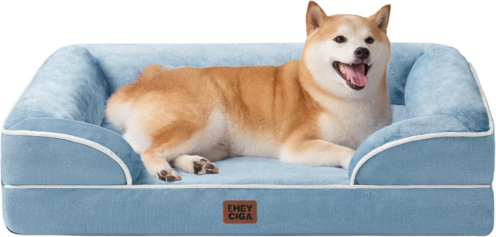 Orthopedic Dog Beds for Extra Large Dogs 44X32Inch, Waterproof Memory Foam XL Pet Bed with Sides, Non-Slip and Egg-Crate Foam Big Dog Couch Bed with Washable Removable Cover, Grey