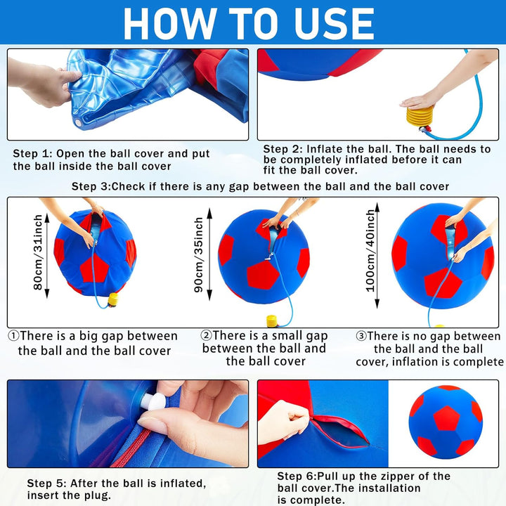 40Inch Giant Herding Ball with Ball Cover anti Burst Please Watch VCR for How to Inflation Horse Toys for Horses Stall Entertainment Play, Pump Included(Blue,Stylish)