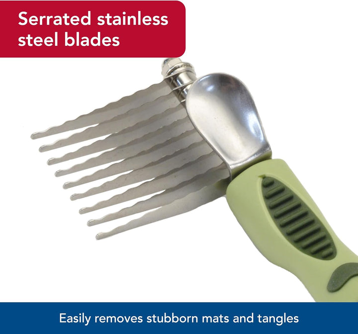 Pet Safari Dog De-Matting Comb - Serrated Stainless Steel Grooming Tool for Dogs with Medium to Long Hair - Keeps Coats Smooth & Soft - One Size