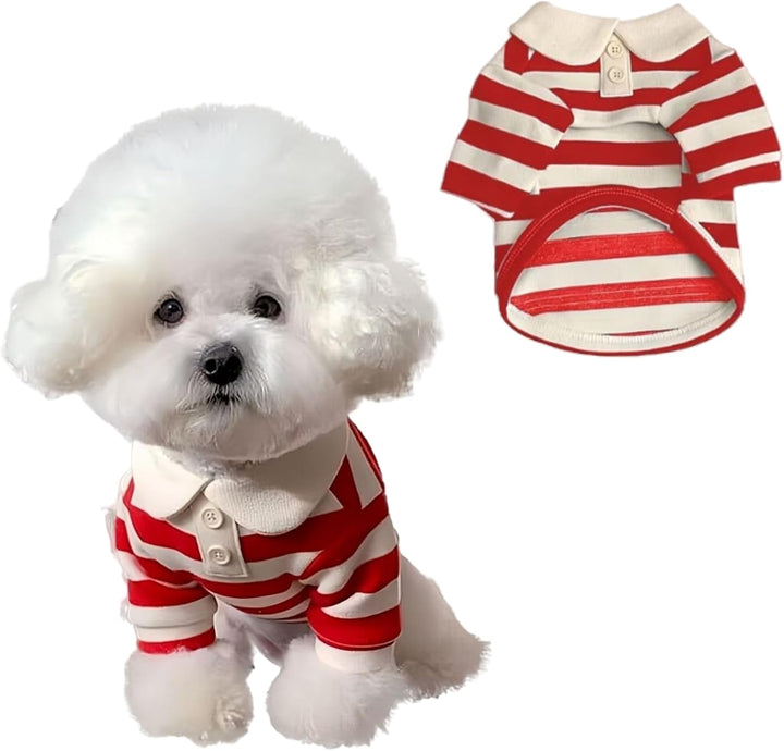 Cute Dog Clothes Boy Dog Polo Shirt for Small Medium Dogs - Summer Male Puppy T Shirts for Yorkie Poodle Shih Tzu Dachshund Kittens, Striped Collared Pet Doggie Designer Outfits Blue S