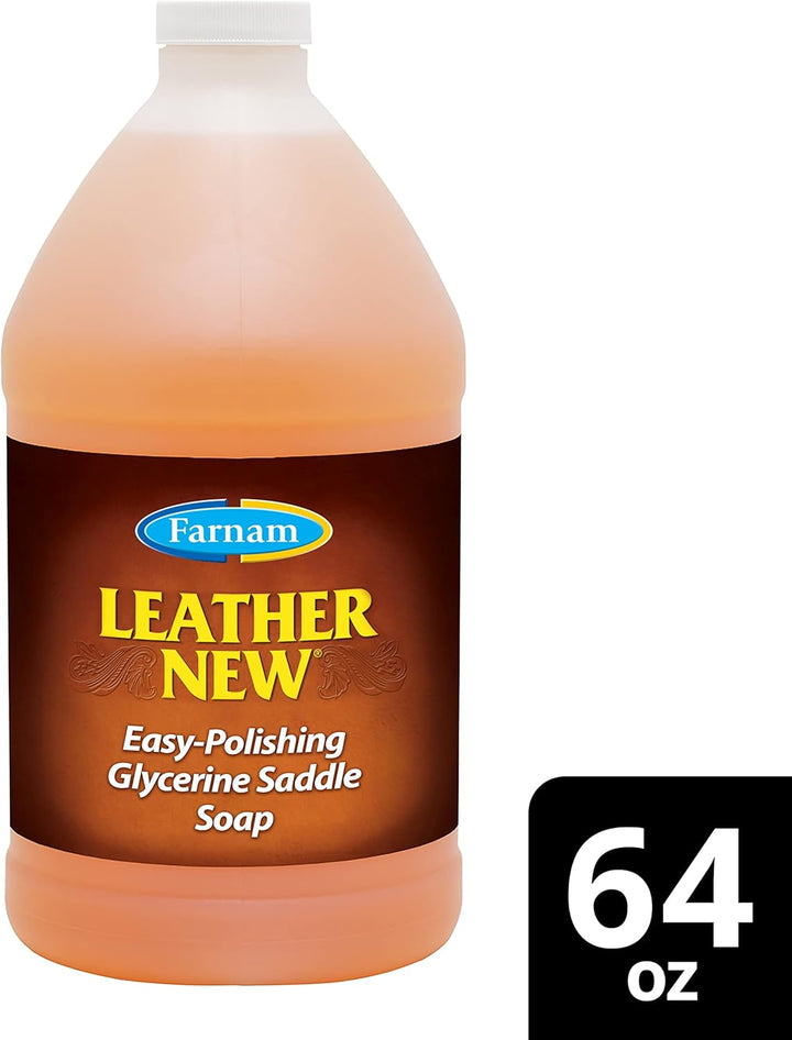 Leather New Easy-Polishing Glycerine Saddle Soap and Leather Saddle Cleaner, Protects and Preserves Leather, Cleans, Conditions and Polishes, 64 Oz.