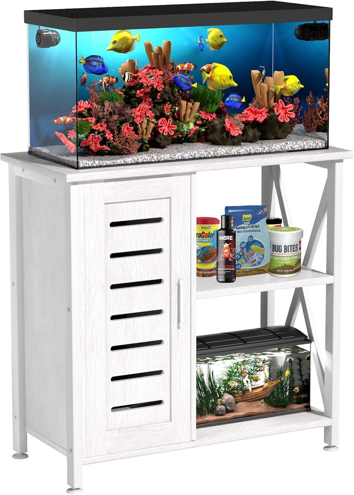 20-29 Gallon Fish Tank Stand, Aquarium Stand with Cabinet Accessories Storage, Heavy Duty Metal Frame, 31.49" L*15.74" W Tabletop, 330LBS Capacity, Black PG07YGB