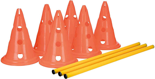 Dog Agility Hurdle Cone Set – Dog Agility Set with Height Adjustable Crossbar for Beginners & Advanced, Dog Agility Equipment for Dog Obstacle Courses – 6 X Cones, 3 X Agility Rods