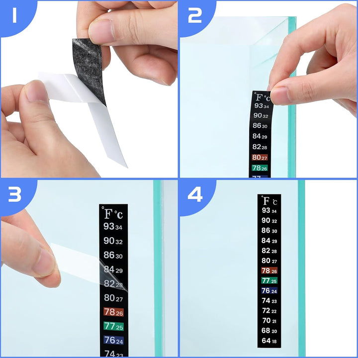 6 PCS Aquarium Thermometer Strips, Fish Tank Thermometer Sticker, Terrarium Water Temperature Test (5.13" X 0.71")