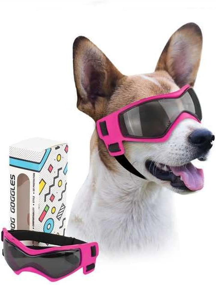 Small Breed Dog Goggles, Sunglasses with UV Protection for Outdoor Riding & Driving, Black