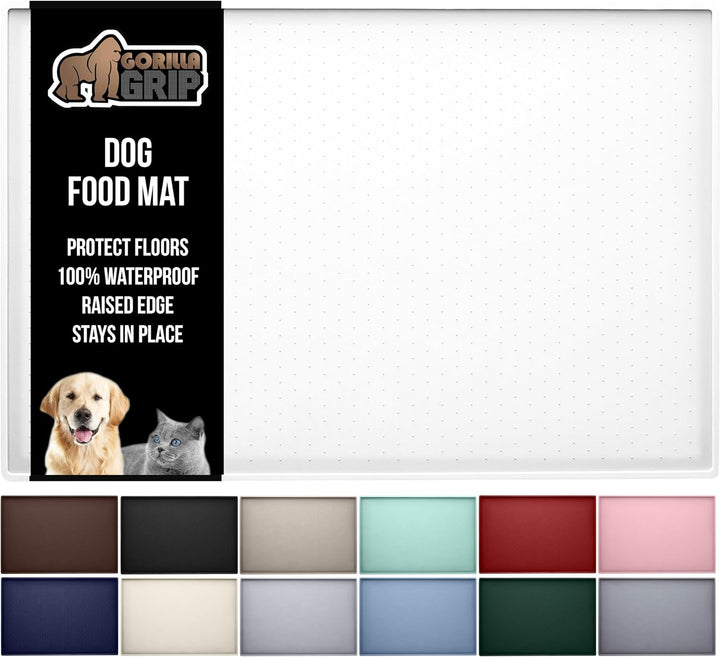 100% Waterproof Raised Edge BPA Free Silicone Pet Feeding Mat, Dog Cat Food Mats Contain Spills Protects Floors, Placemats for Cats and Dogs Water Bowl, Pets Accessories 18.5X11.5 Gray