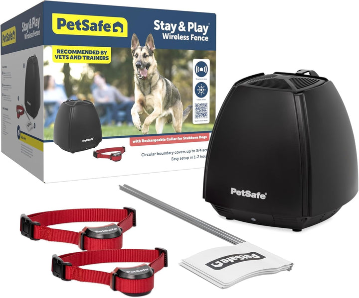 Stay & Play Wireless Fence Receive Collar for Stubborn Dogs - Rechargeable & Waterproof Receiver Collar with Quick Charge in 2-3 Hours - for Dogs 5Lb+