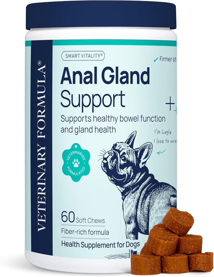 Anal Gland Support for Dogs – Vet-Formulated No Scoot Chews with Pumpkin, Ginger, Agave Inulin & Probiotics – Supports Scooting, Stool Quality & Digestive Health, 60 Soft Chews