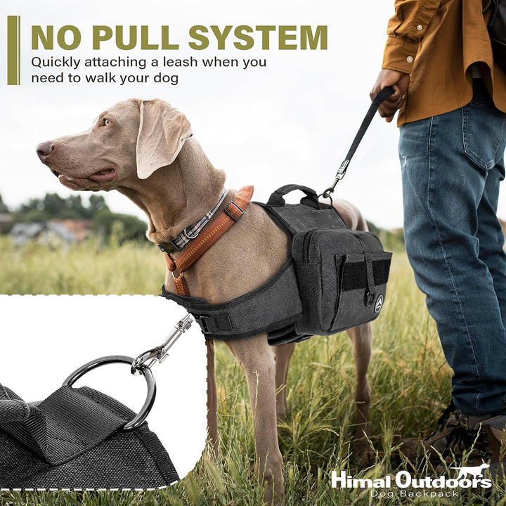 Outdoors Dog Backpack & Saddle Bag, Tactical Hiking Backpack for Large Dogs with Side Pockets & Adjustable Strap
