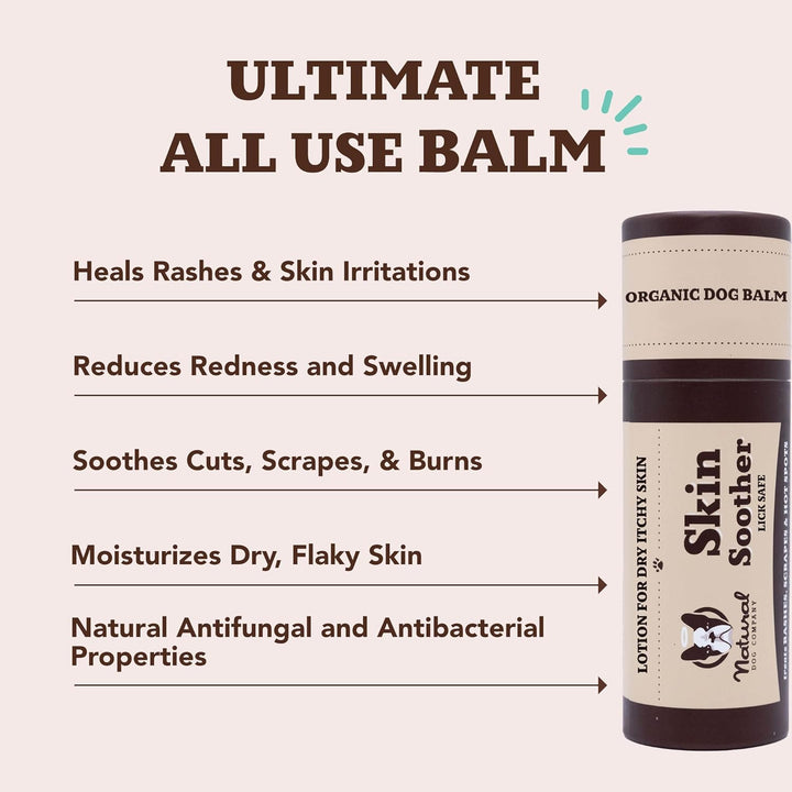 Skin Soother Balm for Dogs – 2Oz Stick, All Natural Hot Spot & Rash Relief – Organic Itchy Skin Soothing Moisturizer for Dry, Red, Crusty Skin – Lick-Safe Dog Balm, Made in USA