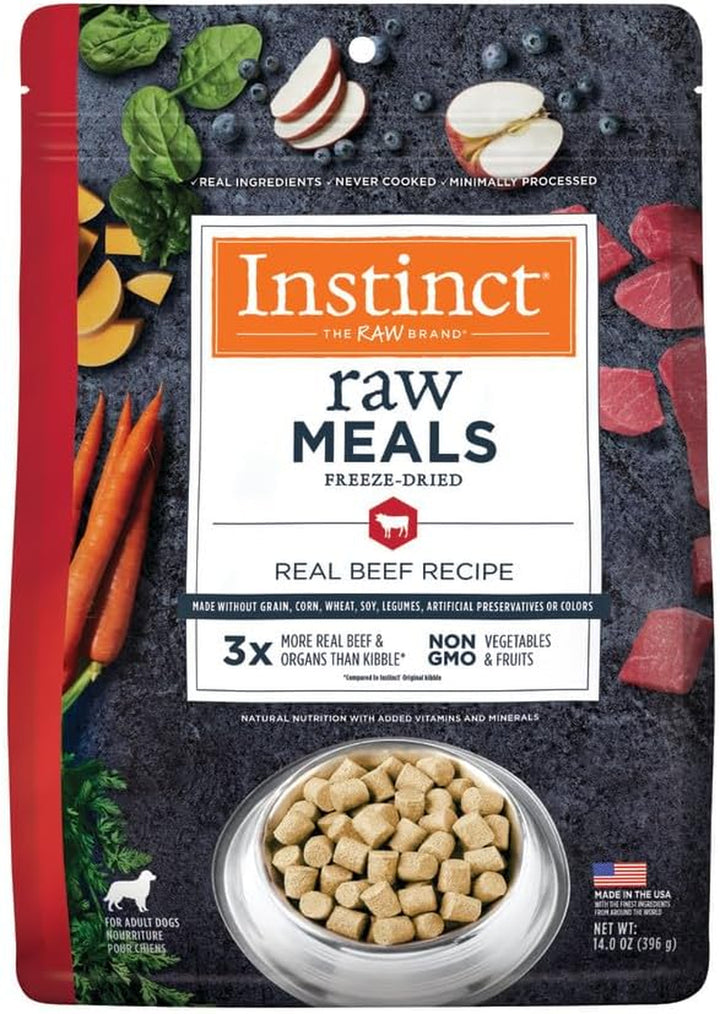 Freeze Dried Raw Meals, Natural Dry Dog Food, Grain Free - Real Beef, 25 Oz. Bag
