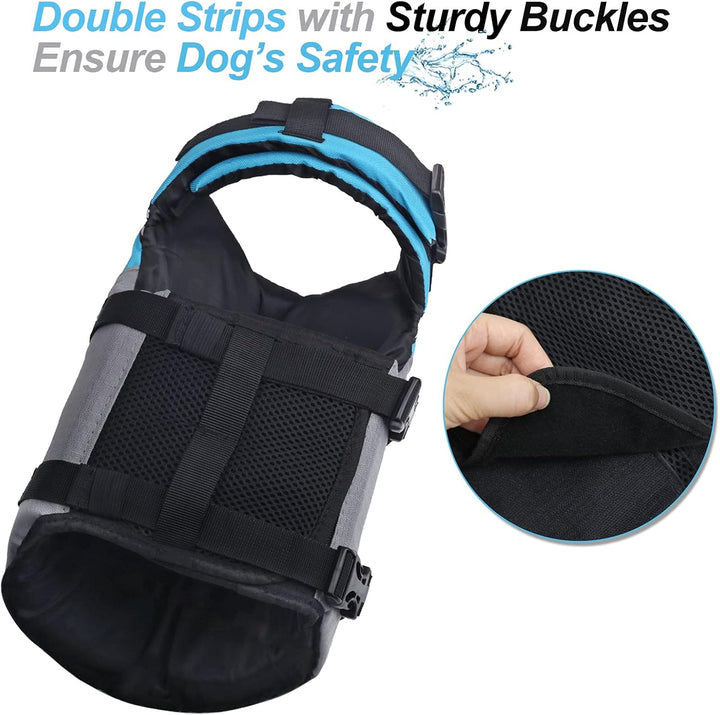 Sports Style Dog Life Vest, Dog Life Jacket for Swimming & Boating, Ripstop & Buoyancy for Puppy Doggy, Lifejacket with Handle, M, Blue