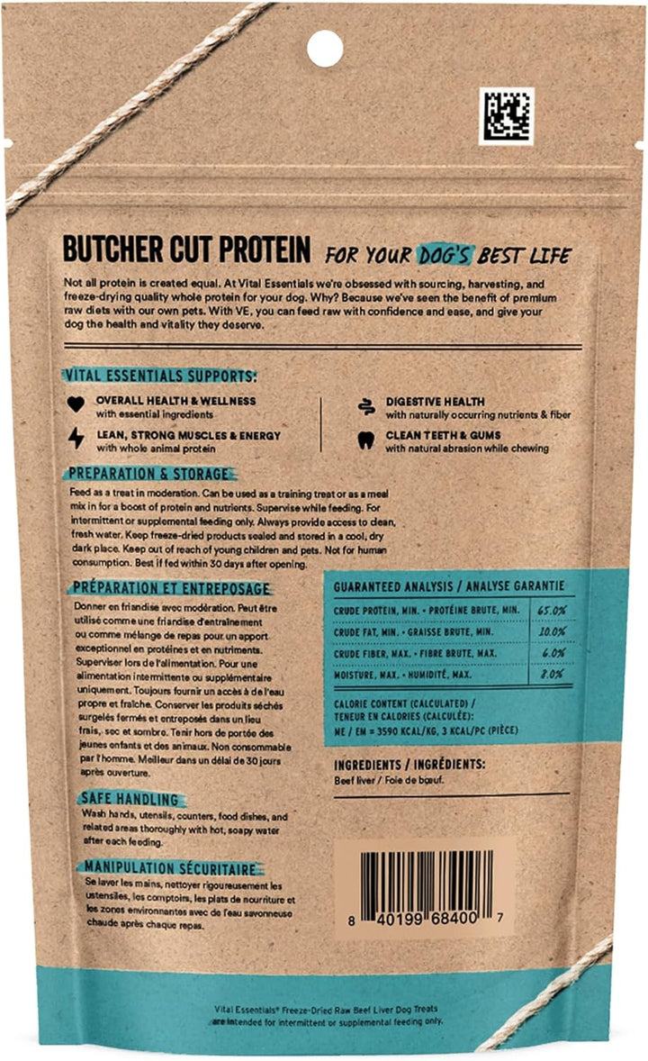 Beef Liver Dog Treats, 2.1 Oz | Freeze-Dried Raw | Single Ingredient | Premium Quality High Protein Training Treats | Grain Free, Gluten Free, Filler Free