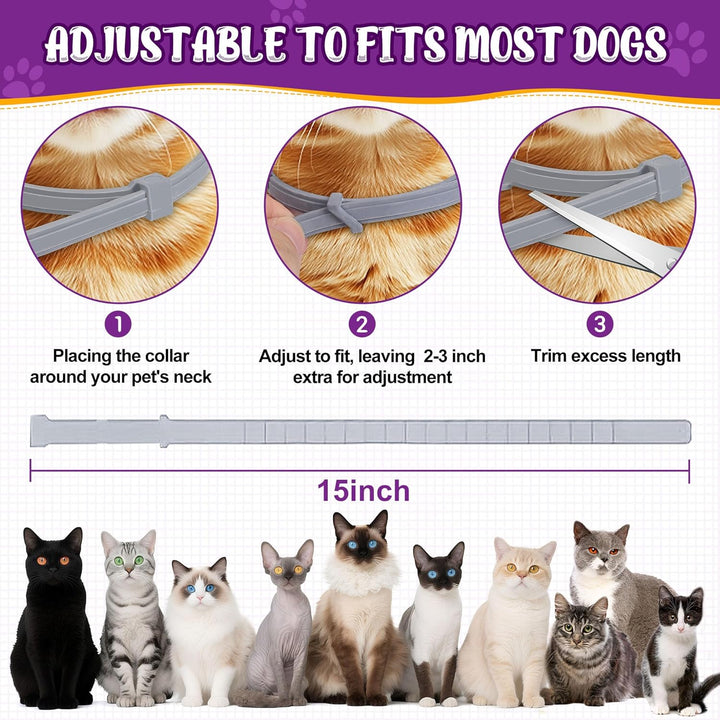 Flea & Tick Collar for Cats 4 Pack - 8 Months Long-Lasting Protection and Prevention, Cat Flea and Tick Collar, Adjustable