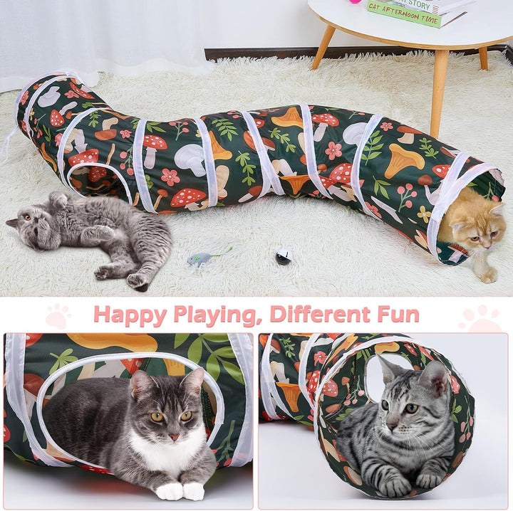 Cat Tunnel, Cat Tunnels for Indoor Cats, S-Shape Cats Cave with Cat Toys, Foldable Cat Tubes and Tunnels for Cats, Rabbit, Puppy, Guinea Pig