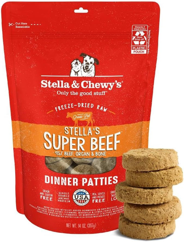 Freeze-Dried Raw Dinner Patties - Beef Recipe - High Protein Grain-Free Puppy & Dog Food - Perfect for Picky Eaters - 25 Oz