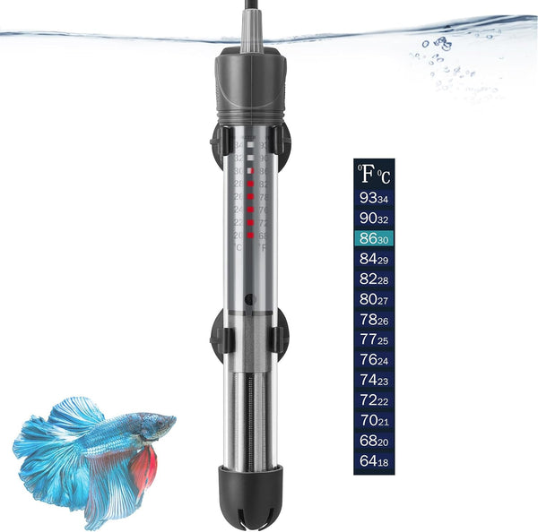 25W 50W 100W 200W 300W Adjustable Aquarium Heater, Submersible Fish Tank Heater Thermostat with Suction Cup (50W)