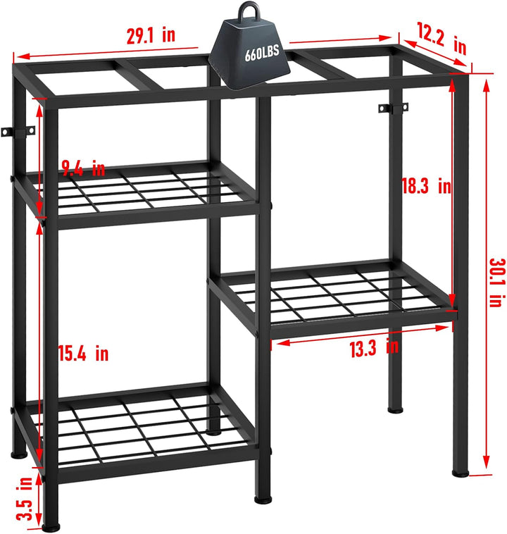 Fish Tank Stand 20 Gallon Aquarium Stand Aquarium Turtle Tank Reptile Tank Stand with 3-Tier Small Metal Shelf Black