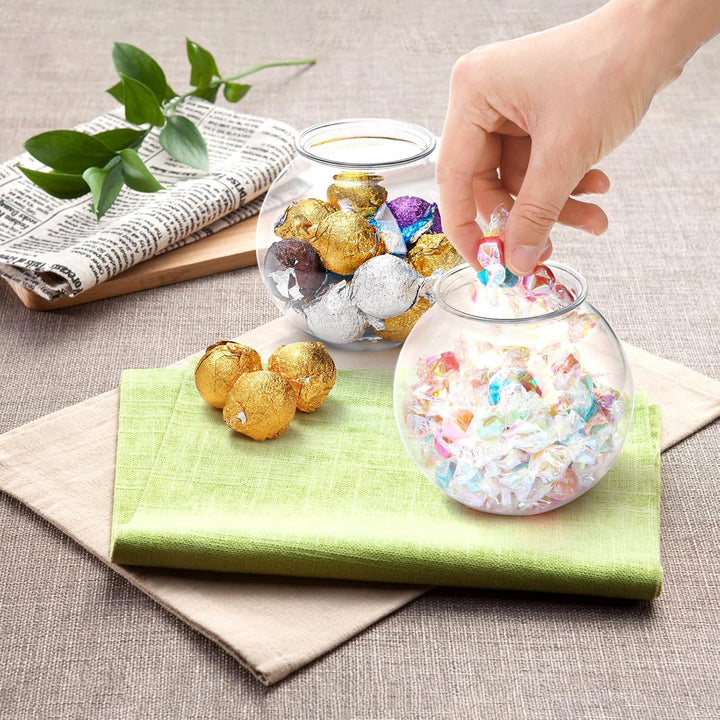 12 Pack Plastic Ivy Bowls, 16 Oz round Fish Bowl Unbreakable Vases Bowls for Home Decor, Carnival Games, Candy, Party Favors, Centerpiece, BPA Free, Clear