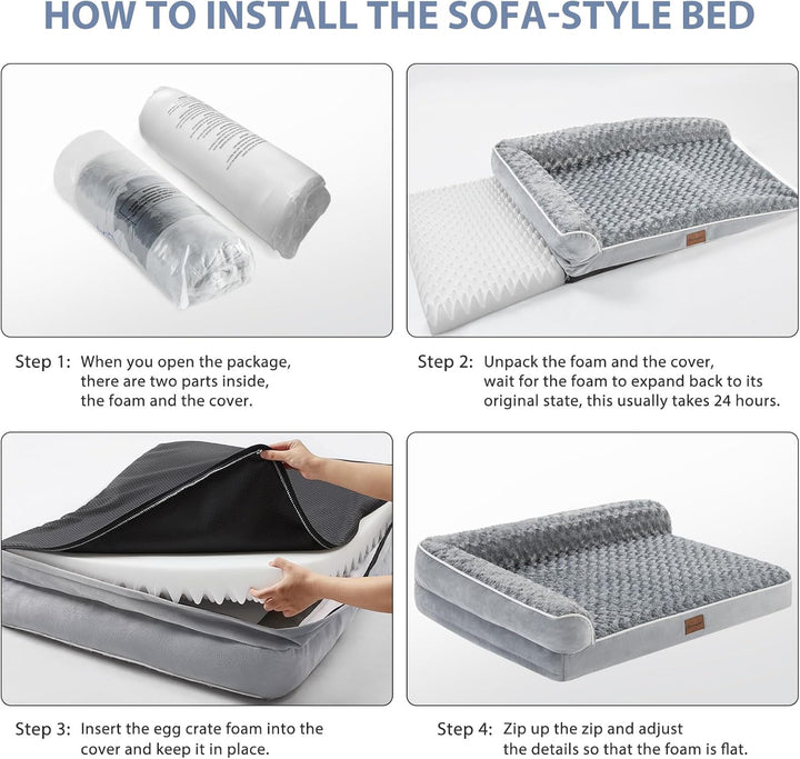 Orthopedic Dog Bed for Large Dogs-Big Waterproof Sofa Dog Bed with Removable Washable Cover, Washable Pet Bed with Waterproof Lining and Nonskid Bottom,Pet Bed for Large Dogs