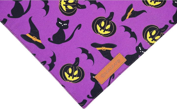 Halloween Dog Bandanas 2 Pack, Reversible Orange Pumpkin Pet Scarf for Boy and Girl, Premium Durable Fabric, Holiday Bandana for Small Medium Large and Extra Large Dogs (Large)