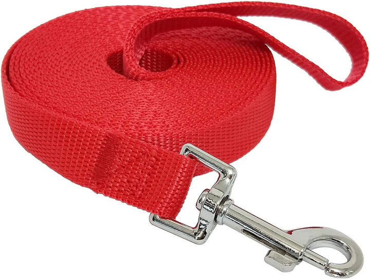 Nylon Training Dog Leash for Small Medium Large Dogs, 15Ft 20Ft 30Ft 50Ft Long Puppy Lead for Obedience Recall Training, Camping (20Ft, Black)