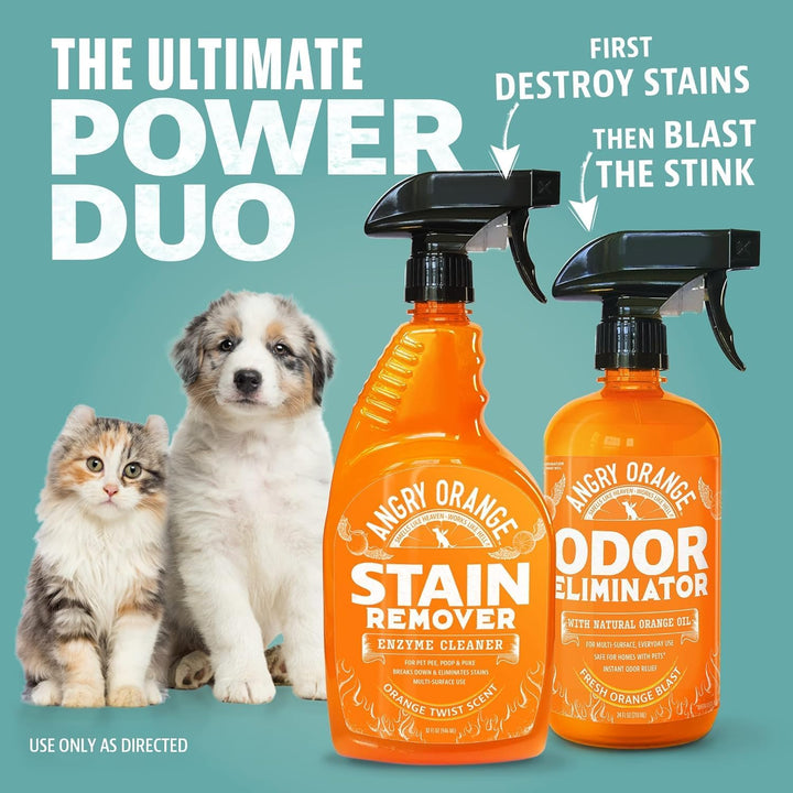 Stain Remover - 32Oz Enzyme Pet Cleaner - Dog & Cat Urine Destroyer and Stain Remover - Citrus Spray Cleaning Solution - Puppy Supplies
