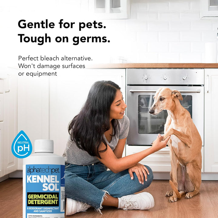 Kennelsol 1-Step Kennel Cleaner - 1 Pint Liquid Disinfectant, Effective against Bacteria and Viruses, Deodorizer Wintergreen Scent by Alpha Tech Pet