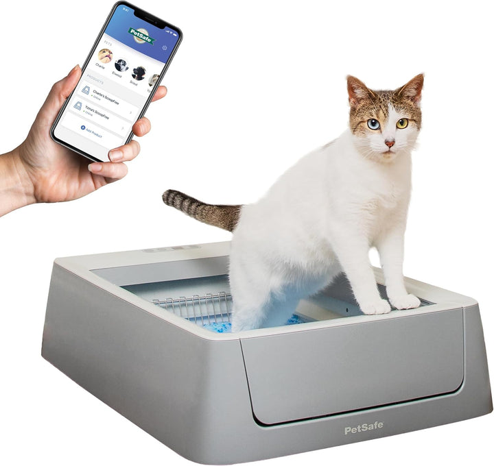 Scoopfree Crystal Pro Self-Cleaning Automatic Litter Box - Uncovered Motion-Sensing Cat Box with Integrated Health Counter - Includes 1 Disposable Crystal Litter Tray