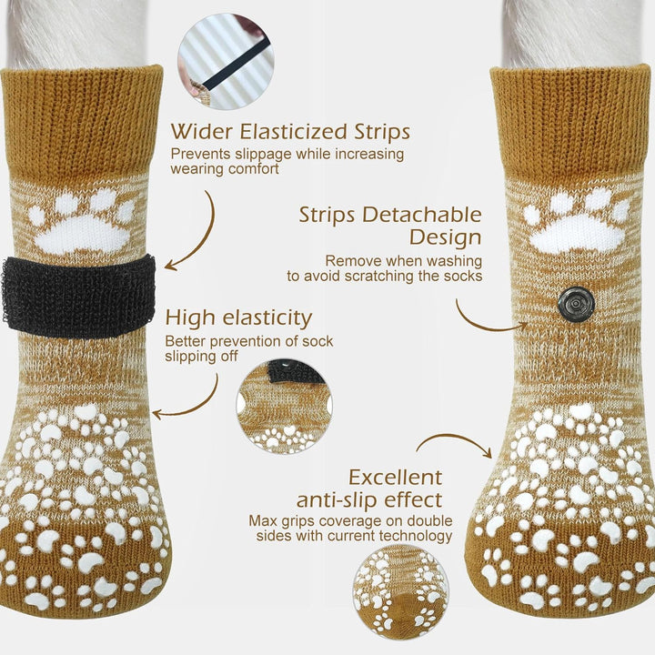anti Slip Dog Socks to Prevent Licking Paws, Dog Shoes for Hot Pavement, Dog Booties for Small Medium Large Senior Dogs, Traction Control Boots & Paw Protectors for Hardwood Floors