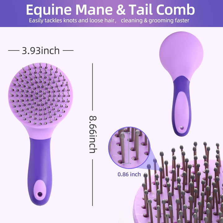 Equine Mane & Tail Combs Horse Brush Shedding Brush Grooming Tool for Horse (Purple)