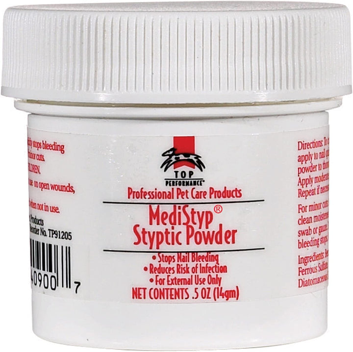Medistyp Pet Styptic Powder with Benzocaine – Stops Pain, Stops Bleeding from Minor Cuts, 1/2-Ounce Size