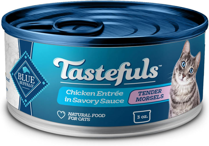 Tastefuls Flaked Wet Cat Food Variety Pack, Made with Natural Ingredients, Tuna, Chicken, Fish & Shrimp, 3-Oz Cans (12 Count, 4 of Each)