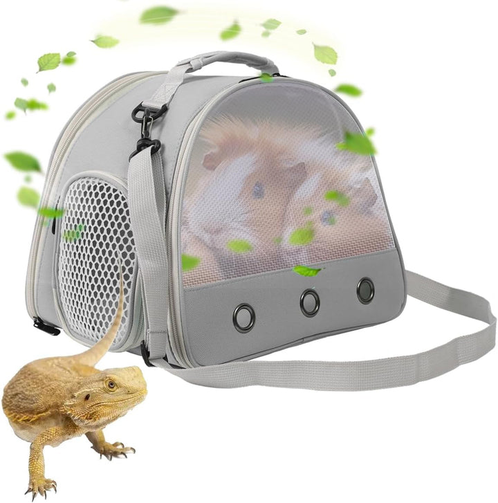 Bearded Dragon Travel Carrier,Lizards Carrier, Small Animal Travel Carrier for Sugar Glider Hedgehog Rat Parrot Bird Guinea Pig, Portable Guinea Pig Travel Bag for 2