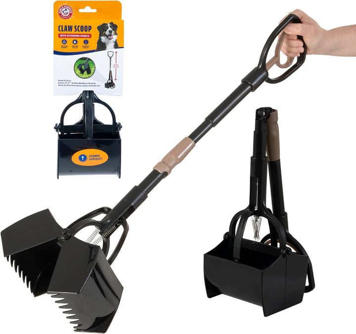 Dog Pooper Scooper Swivel Bin & Rake, Poop Scoop for Dogs, Black (2 Heavy Duty Scented Waste Bags Included)