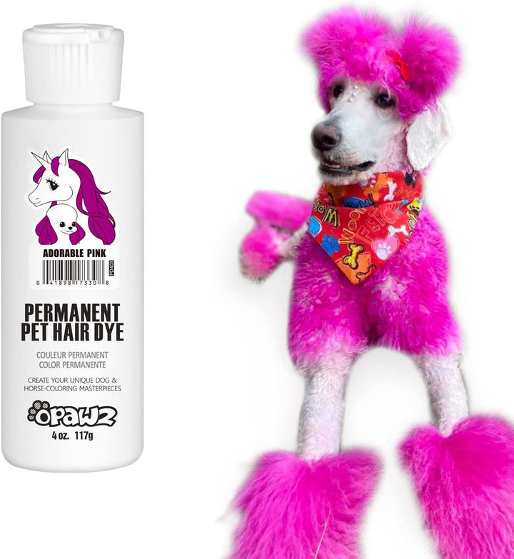 Permanent Dog Hair Dye, Pet Hair Dye Safely Used by Grooming Salons for a Decade, Pet Safe Dye Lasts over 20 Washes, Bright Color for Dogs and Horses (Adrian Pink)