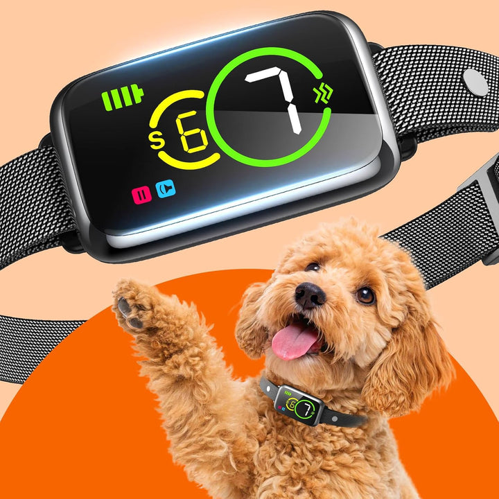 1S Stop Barking Smart Dog Bark Collar, Humane anti Barking Device with Beep & Vibration, 7 Adjustable Sensitivity, Ultra-Light Bark Collar for Small Medium Large Dogs IP67 Waterproof Indoor Outdoor