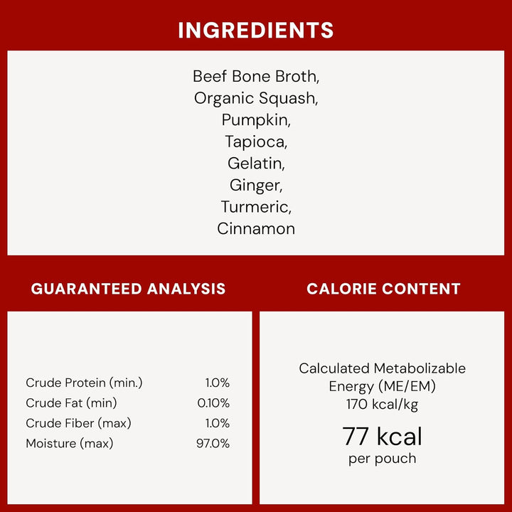 Human-Grade Grass-Fed Beef Bone Broth for Dogs - Joint & Gut Health Liquid Food Topper with Collagen & Turmeric, 16 Fl Oz Resealable Pouch