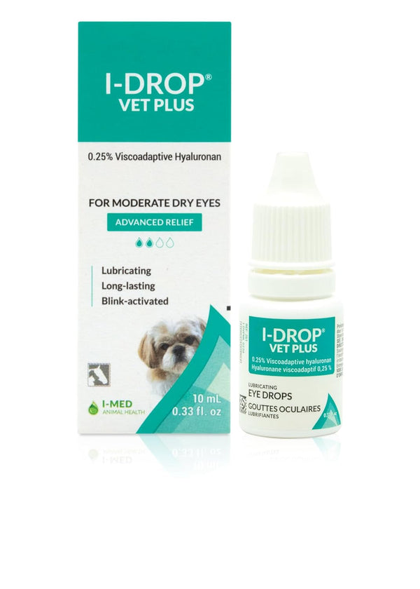 VET PLUS: Dog Eye Drops for Pets | Lubricate Acute/Seasonal Dry Eyes | Superior Comfort | Long-Lasting Relief | Fewer Application Needed, 0.25% Hyaluronan | Multi Dose Bottle | One Bottle 10 Ml