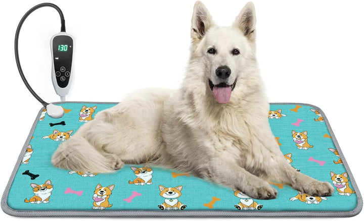 Large Dog Heating Pad 34X21In with Smart Thermostat Switch and Power Line Protection Tube,Obtained MET and UL Dual Certification,Waterproof Pet Heating Pad, Suitable for Dogs of All Ages