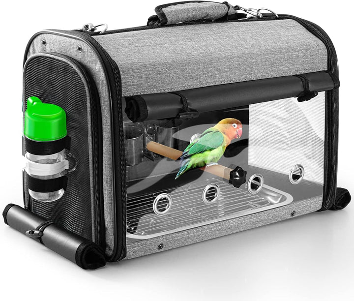 Bird Carrier Bag with Stand, Lightweight Backpack for Parrot, Portable Travel Cage, Pet Transparent Breathable Carrier