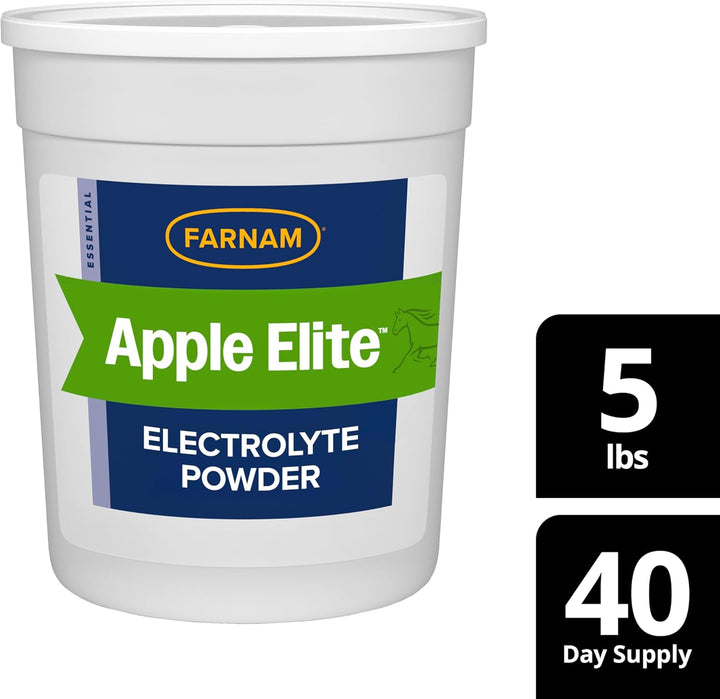 Apple Elite Electrolyte Powder Supplement for Horses, Replaces Vital Minerals, Encourages Hydration, No Added Sugar, 5 Pounds