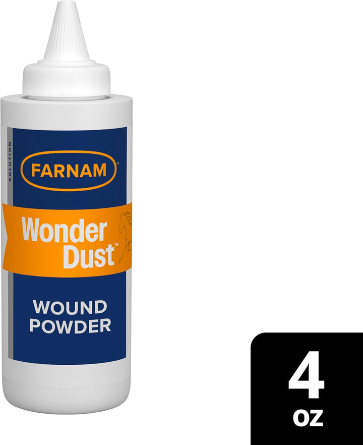 Wonder Dust Wound Powder, Blood Coagulant for Horses and Show Stock, for Use on Proud Flesh, Granulated Tissue, 4 Ounces