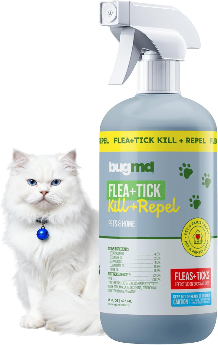 Pet Safe Flea Spray for Cats & Home | Natural Indoor Flea Killer & Tick Prevention | Plant-Based Flea Treatment for Carpet, Furniture & Cat Trees with Essential Oils